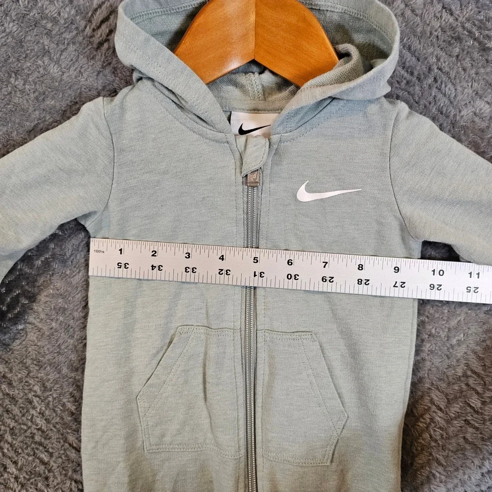 Nike Infants Grey‎ Hooded Full Zip Fleece Coverall Romper 9M K731-EDV